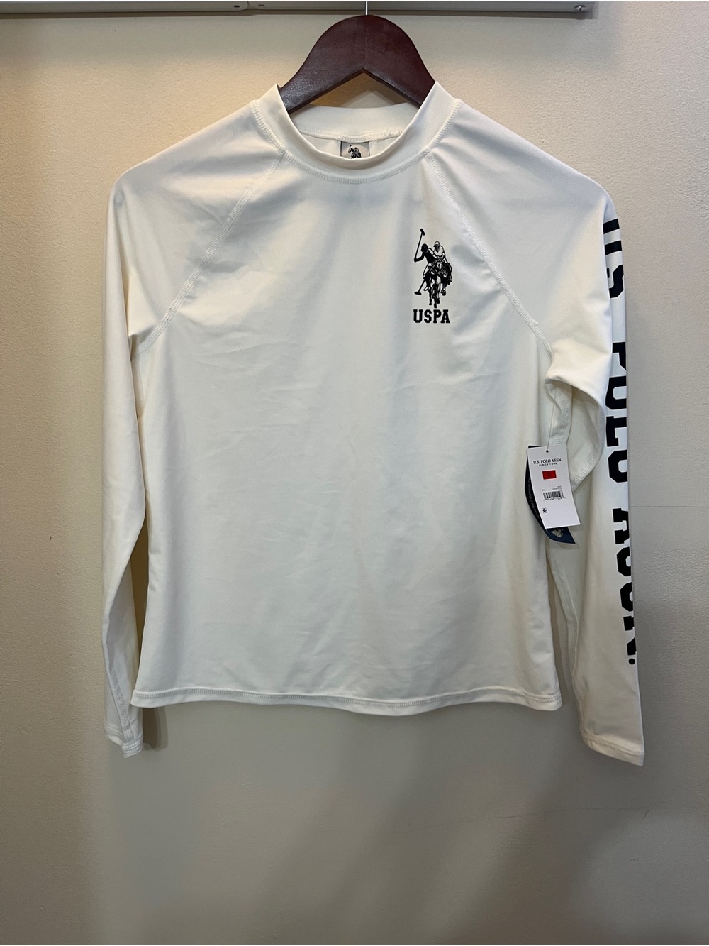 Polo by Ralph Lauren White Long-Sleeve Performance Tee with Black Logo